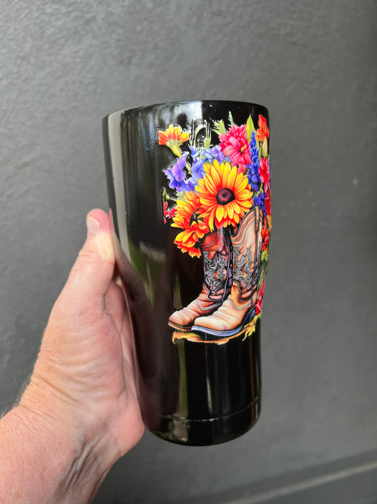 Floral Cowgirl Boots 20oz Curved Tumbler