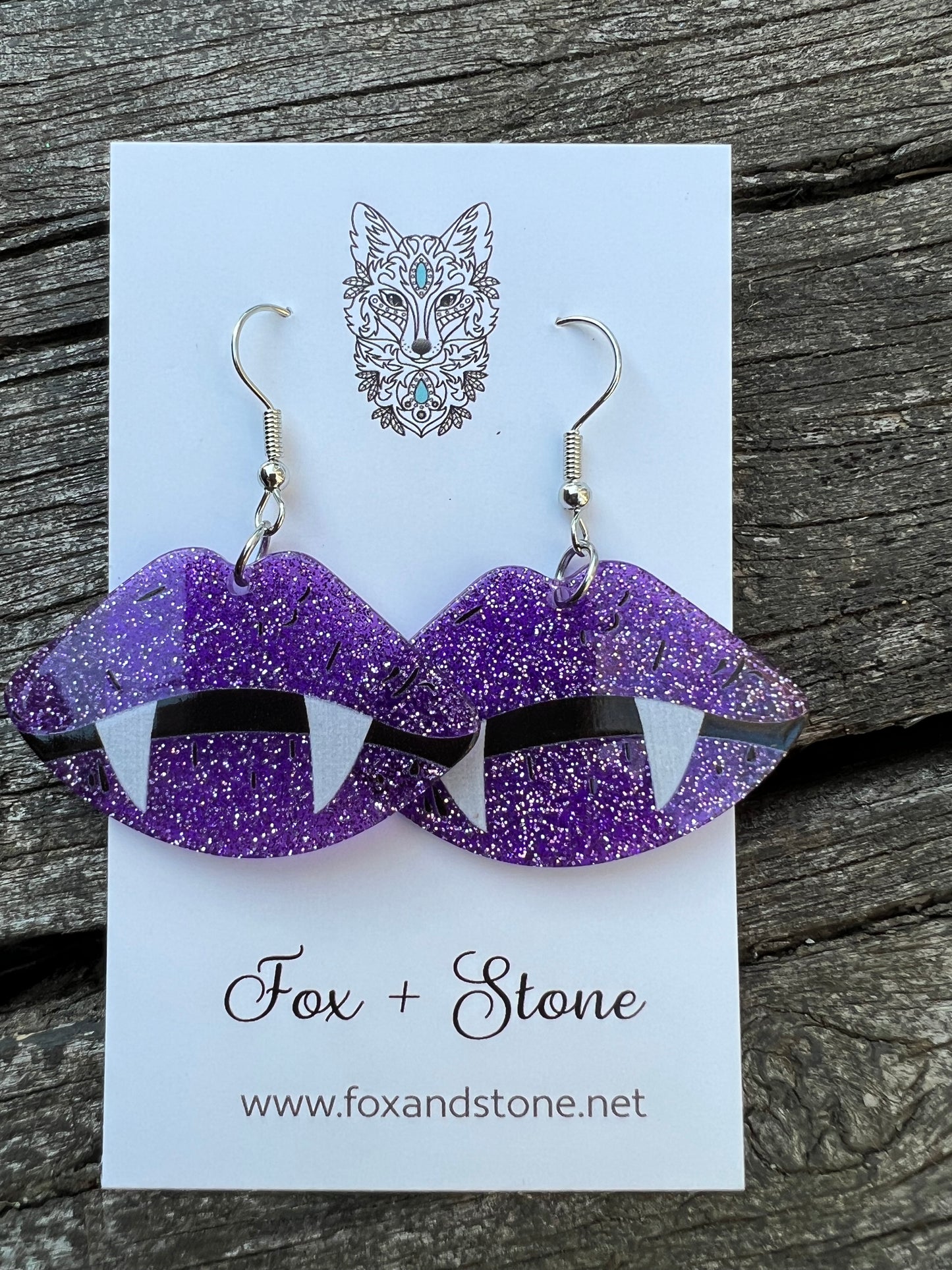Glitter Fangs Halloween Earrings