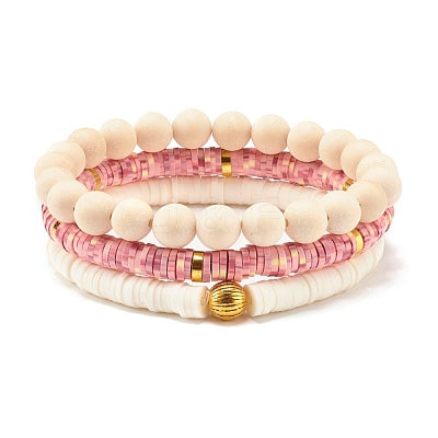 Clay Heishi Beads Stetch Bracelet Set