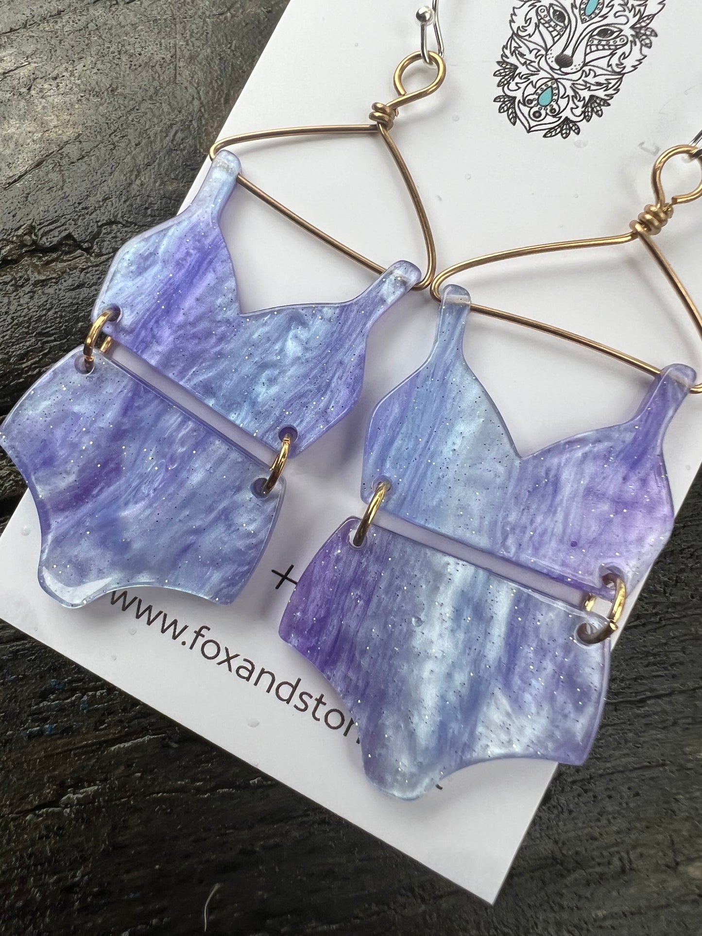 Stunning Purple Shimmer Bikini Earrings