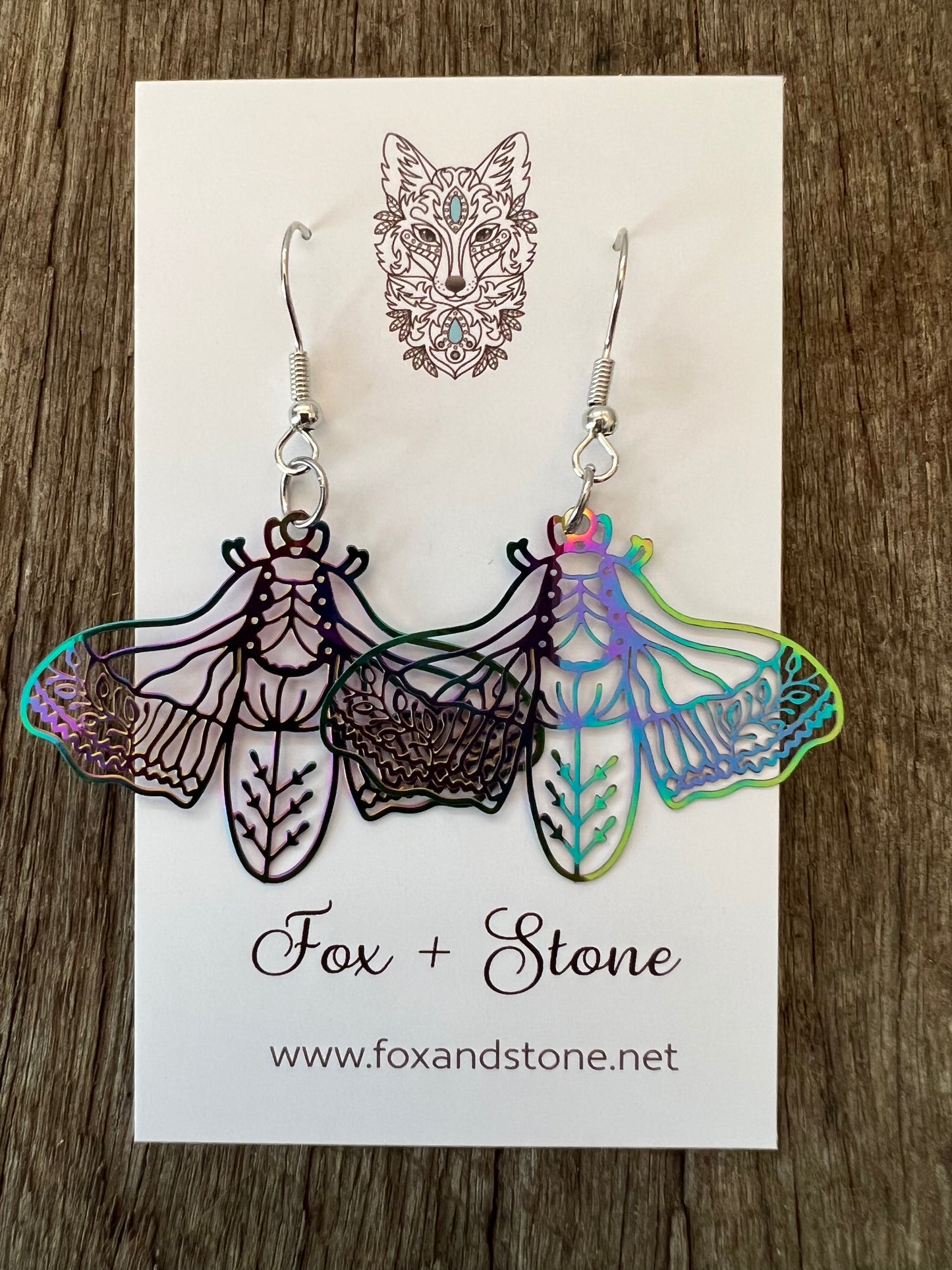 Iridescent Moth Filigree Earrings