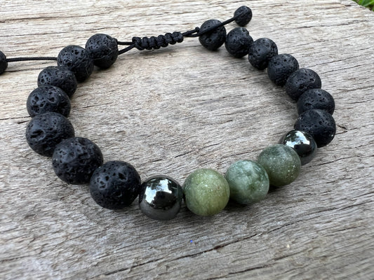 Dyed Jade Lava Hematite Gemstone Bracelet