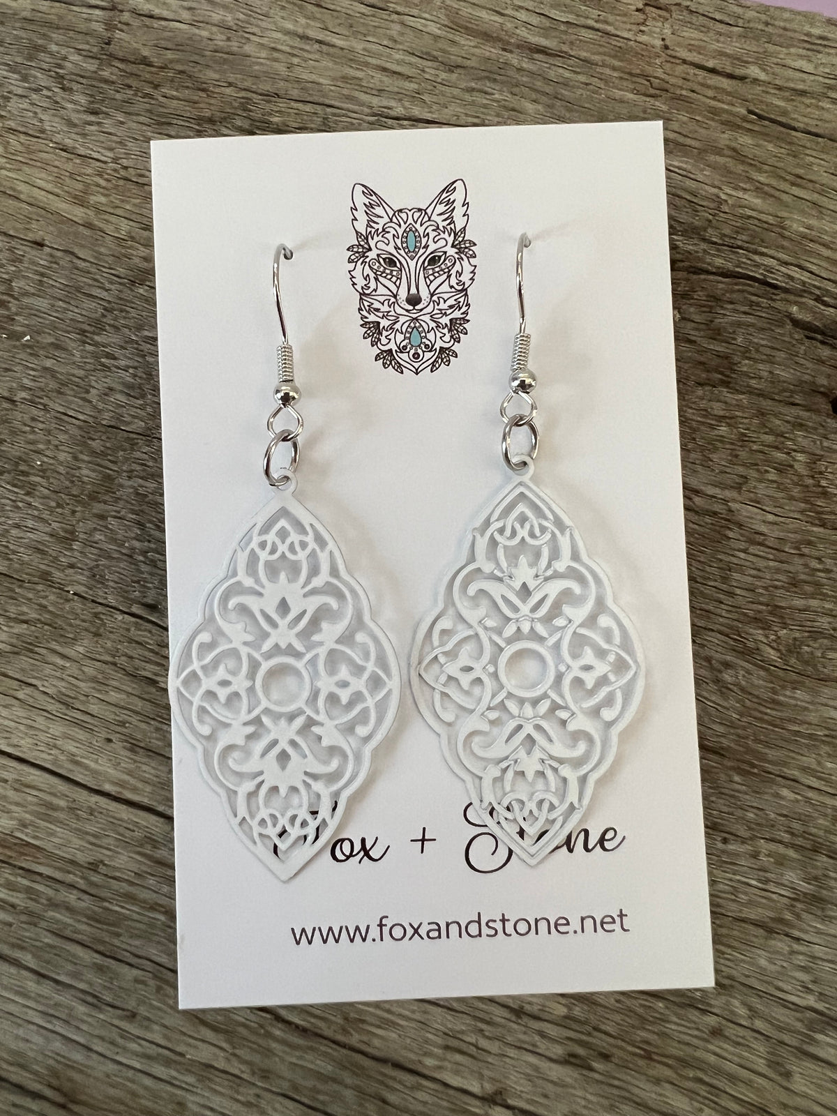 Penelope White Filigree Earrings