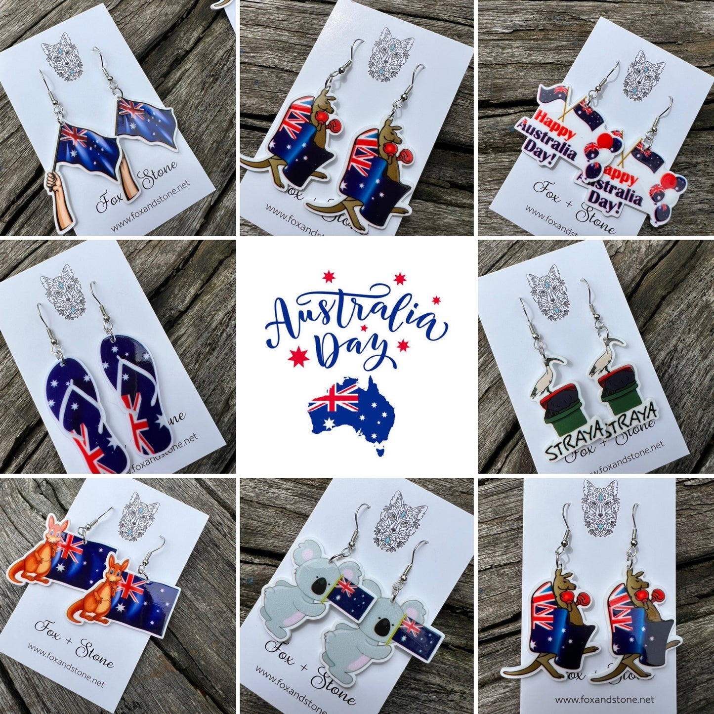 Boxing Kangaroo Australia Day Earrings