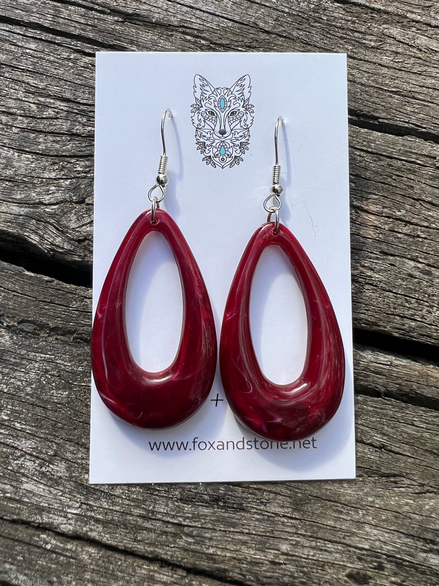 Garnet Swirl Oval Teardrop Dangles