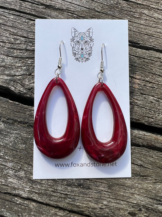 Garnet Swirl Oval Teardrop Dangles