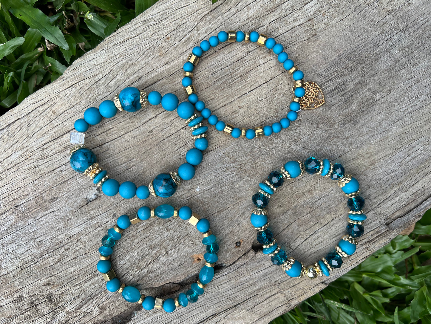Ocean Vibes Beaded Bracelet Stack
