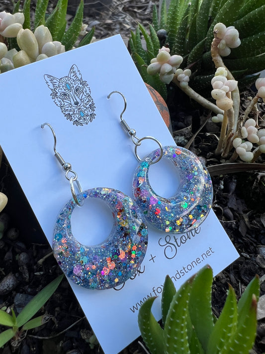 Hollow Round Sparkle Glitter Earrings