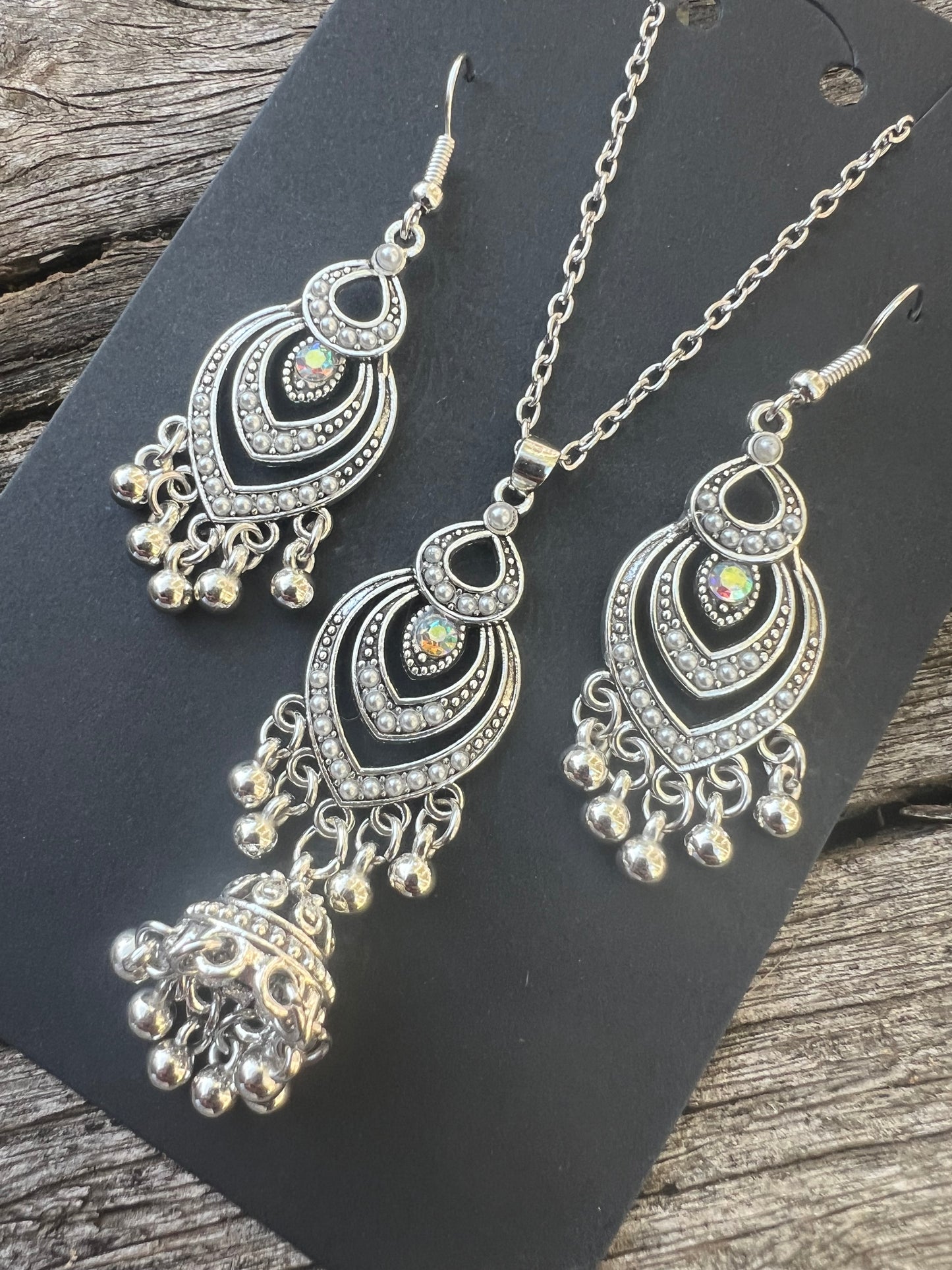 Silver Love Pendant and Earring Set