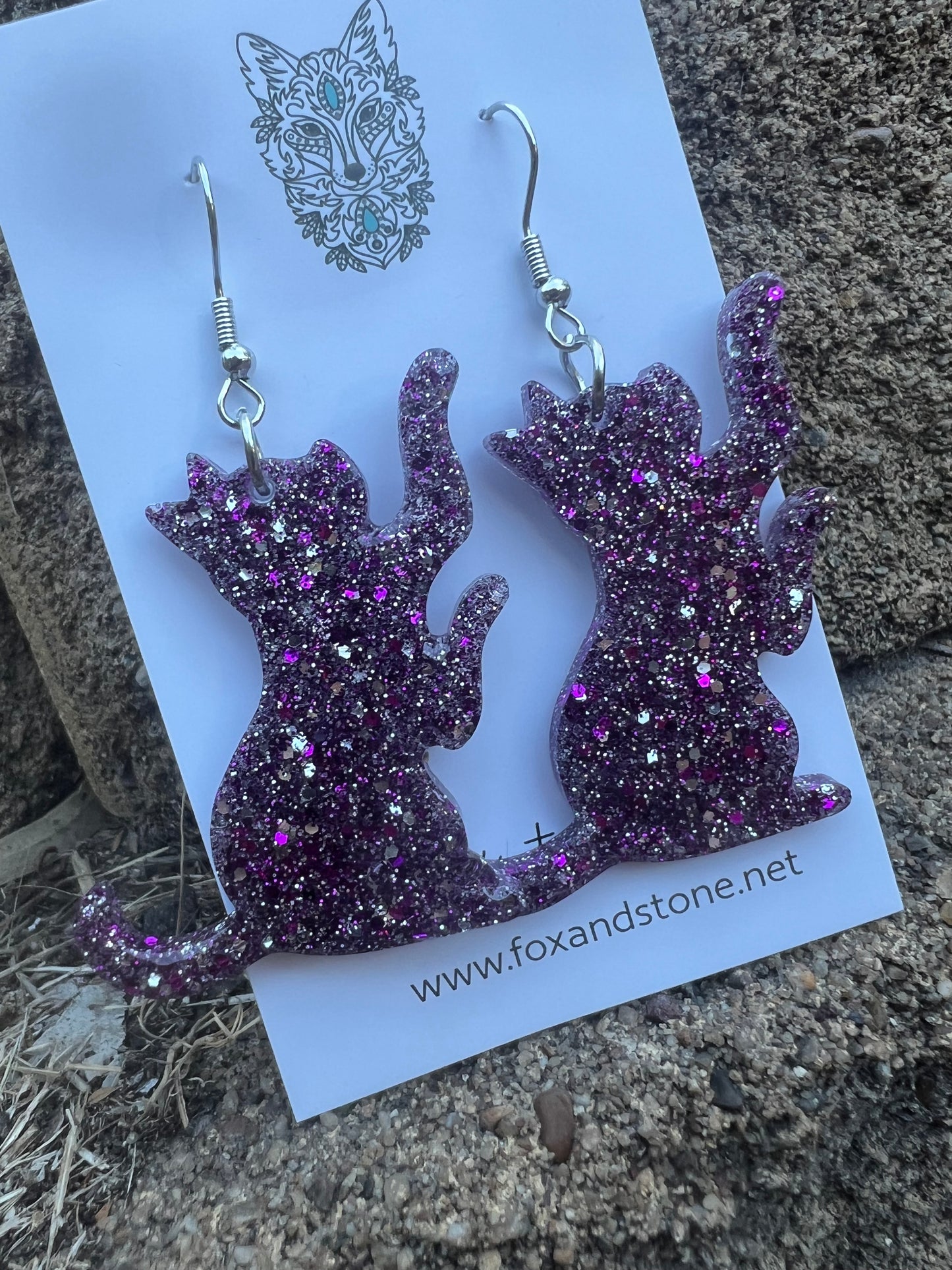 Glitter Cats One Earrings