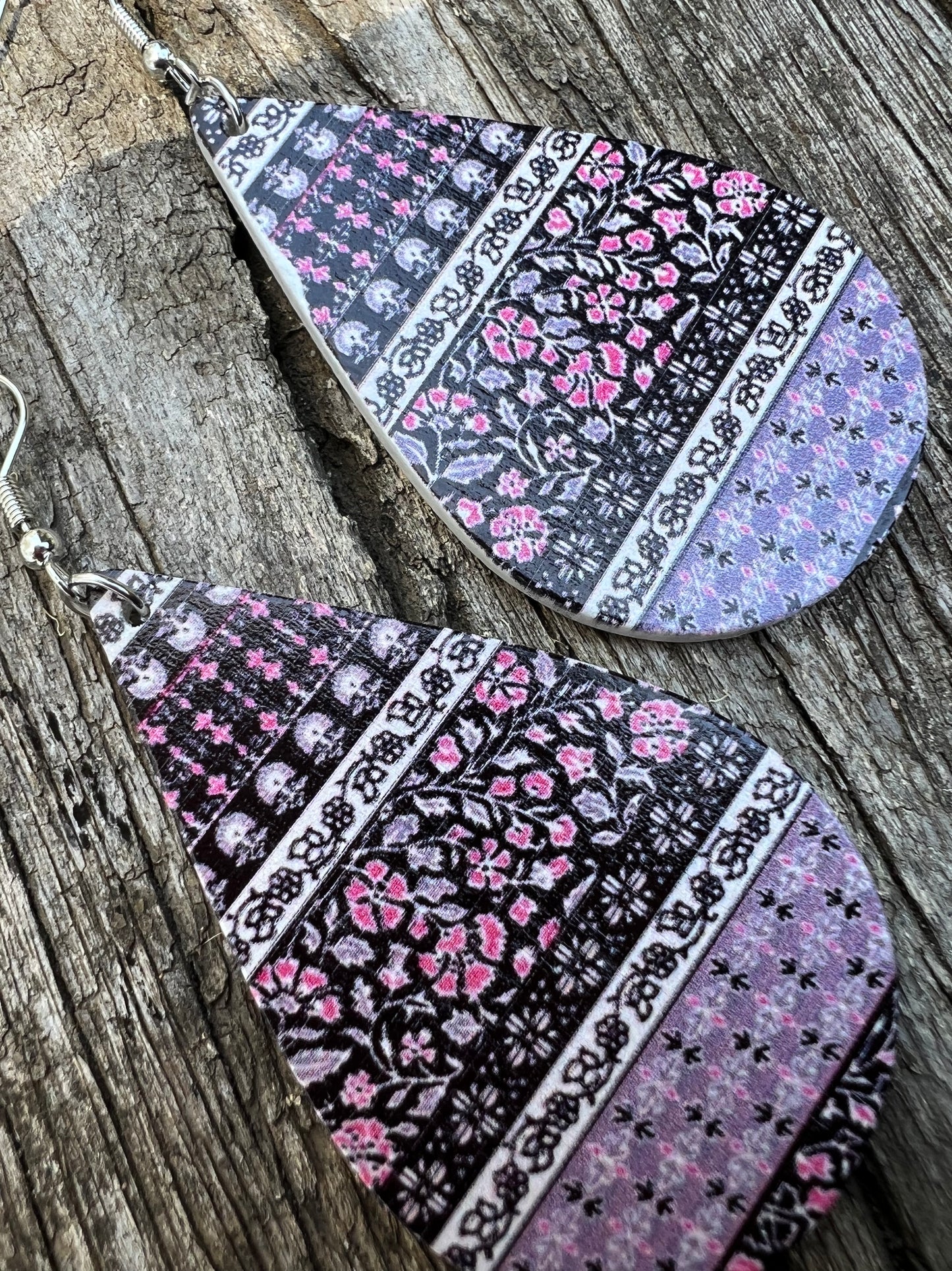 Floral Garden Wood Earrings