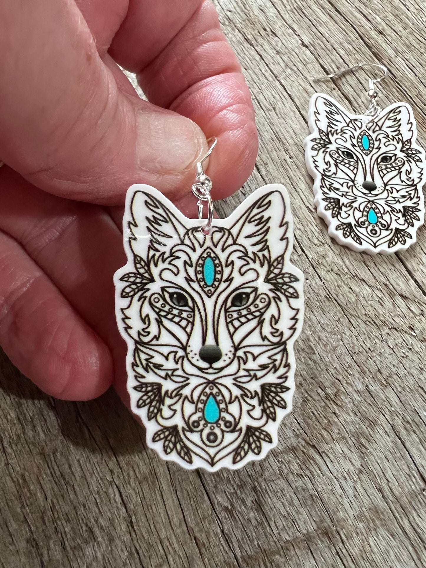 Fox and Stone Resin Earrings