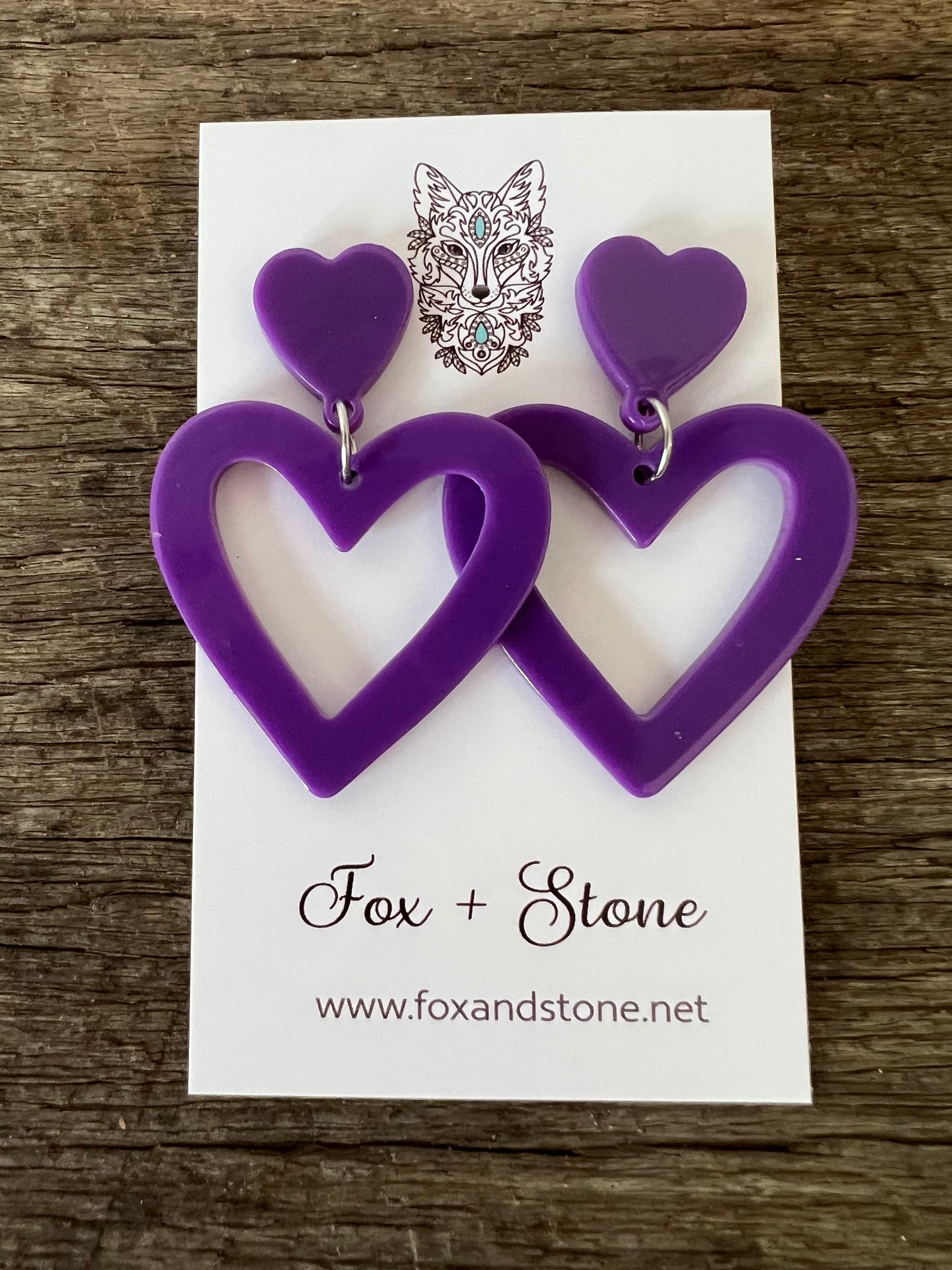 Heart To Heart Purple Earrings
