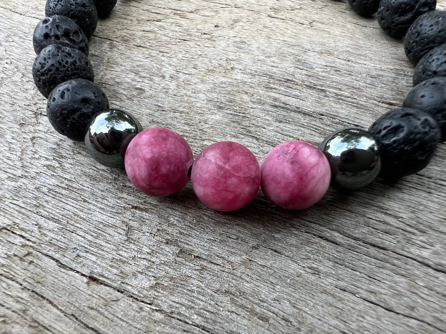 Deep Mulberry Jasper Lava Hematite Gemstone Bracelet