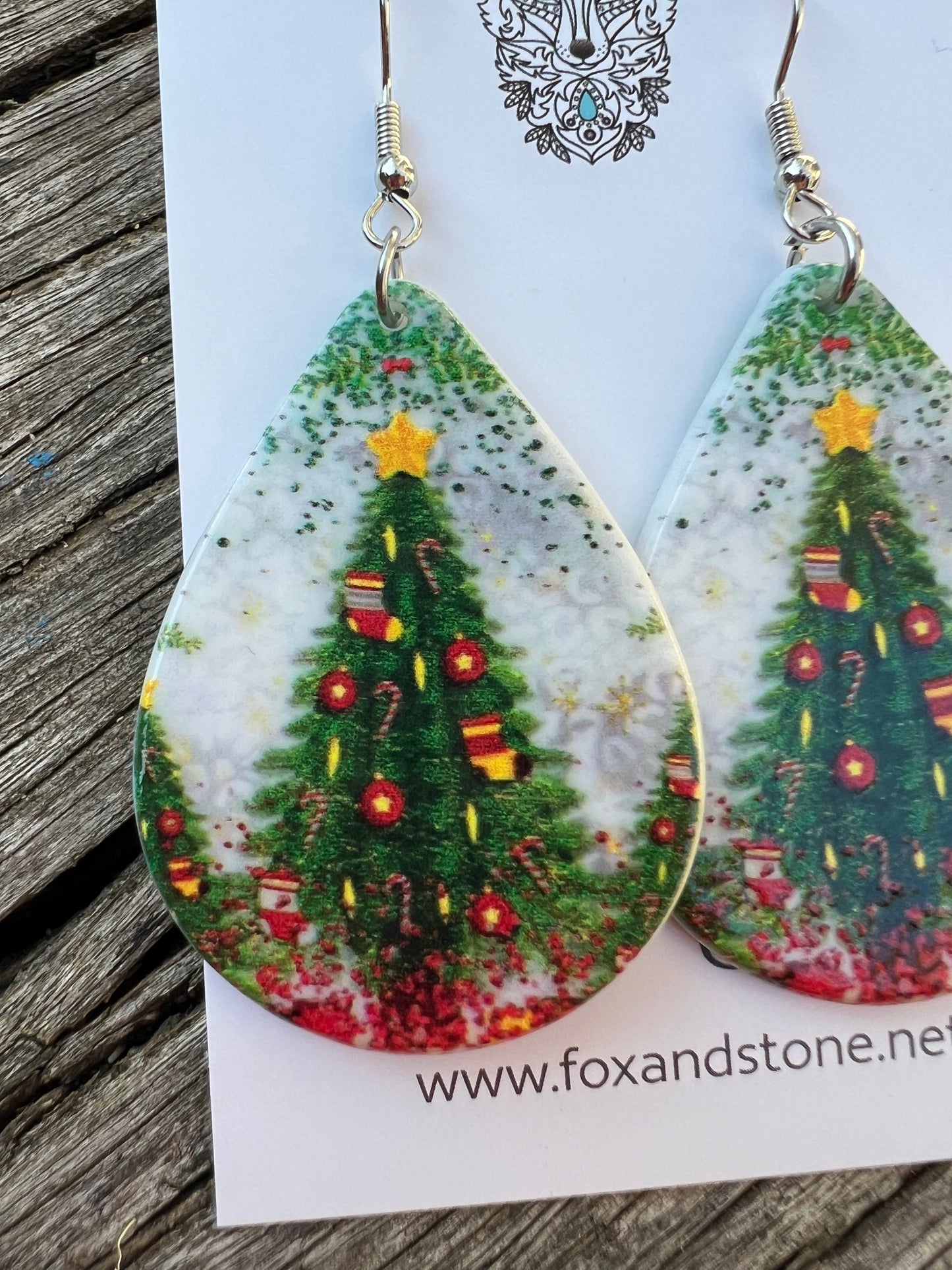 Christmas Tree Resin Dangle Earrings