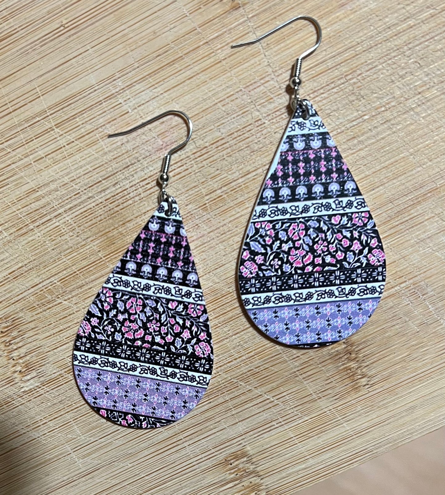 Floral Garden Wood Earrings