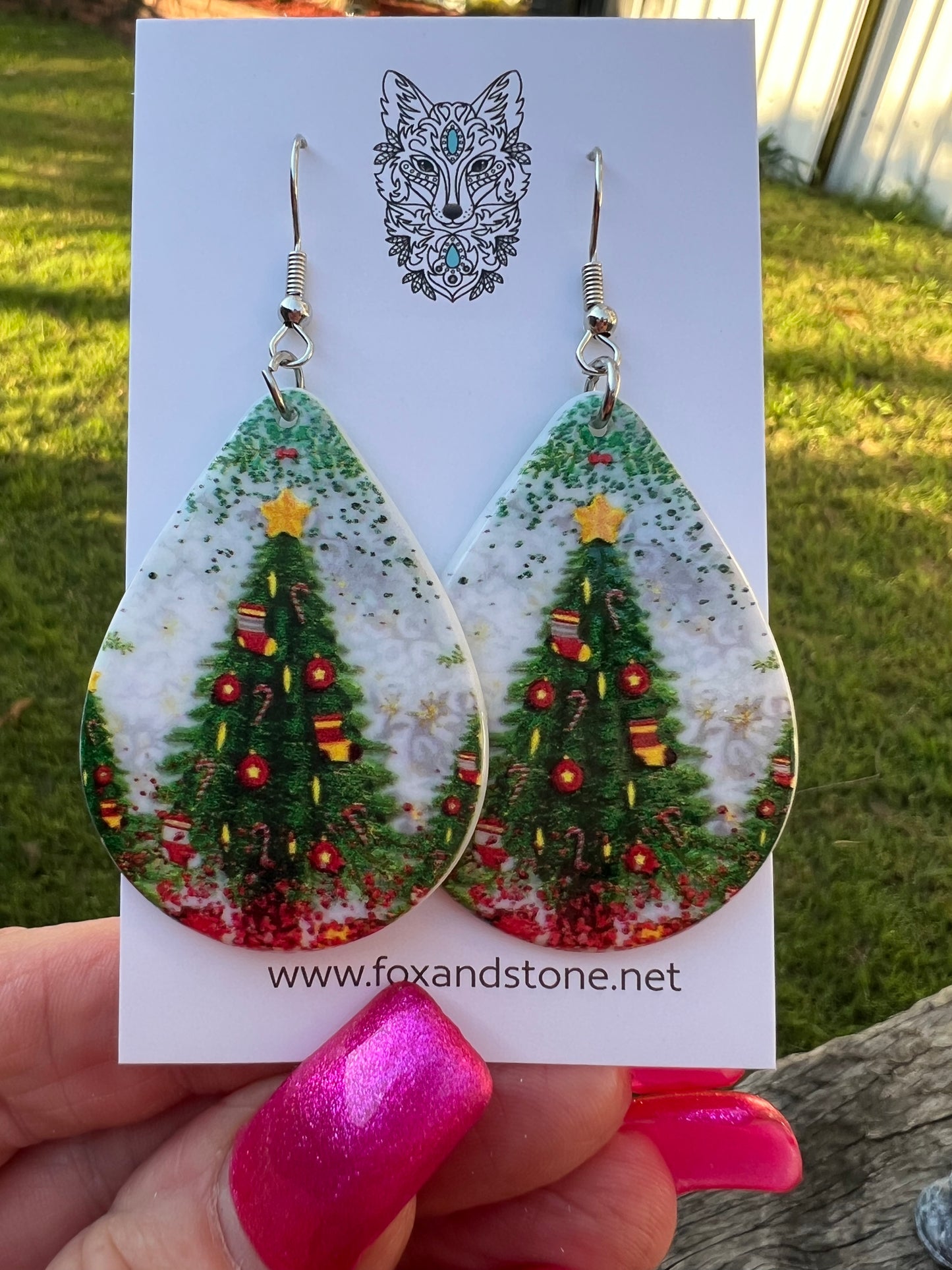 Christmas Tree Resin Dangle Earrings
