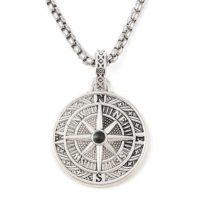 Viking Compass Pendant on Box Chain