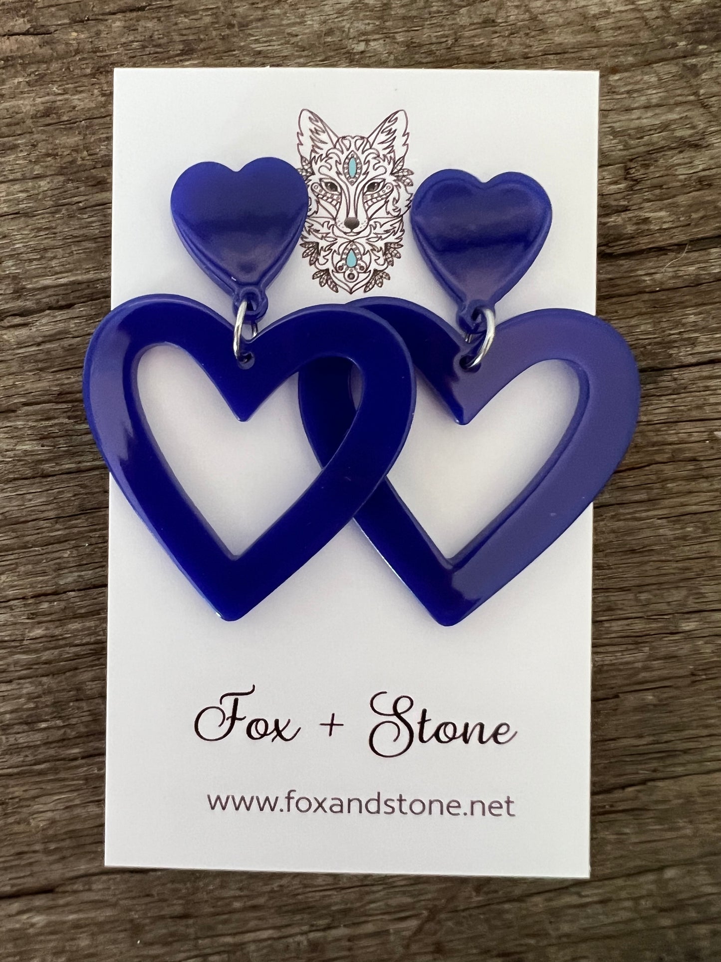 Heart To Heart Dark Blue Earrings
