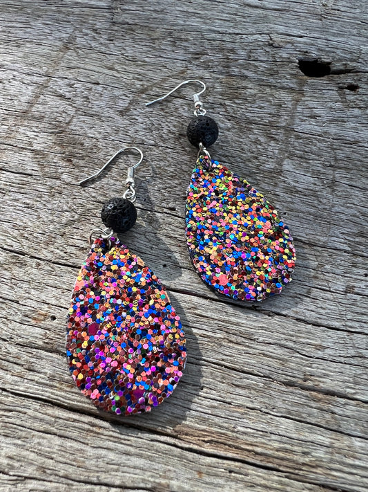 Funfetti Sparkle Lave Rock Earrings