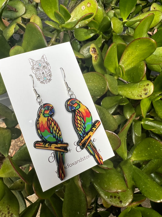Stunning Resin Parrot Earrings