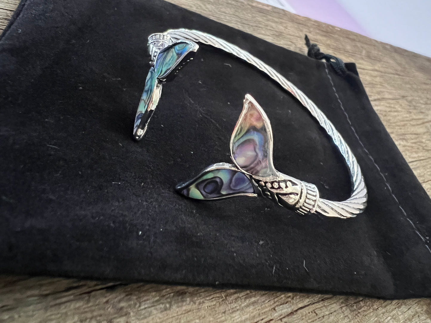 Stunning Mermaid Whale Tail Silver Bracelet