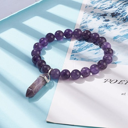 Amethyst Gemstone Bullet Bracelet