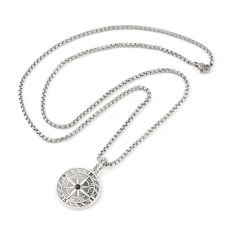 Viking Compass Pendant on Box Chain