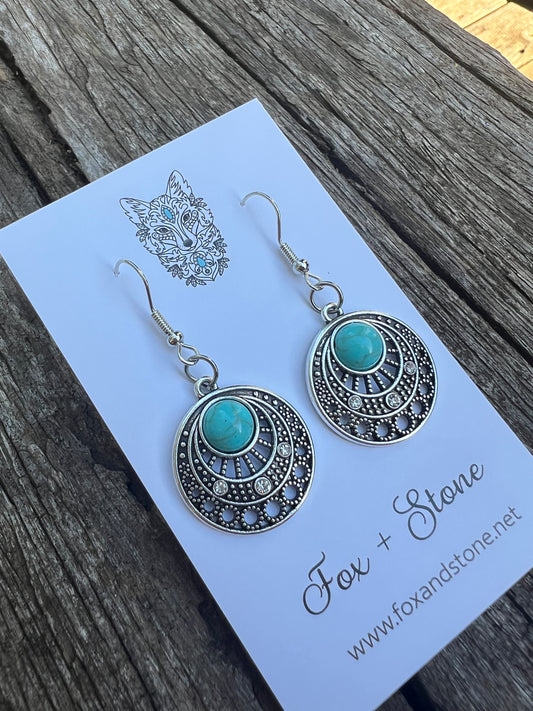 Carmella Round Turquoise Earrings