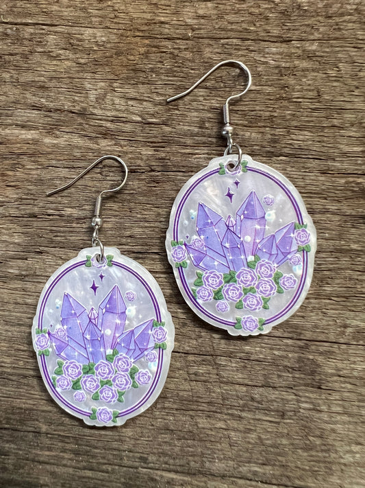 Amethyst Crystal Point Earrings