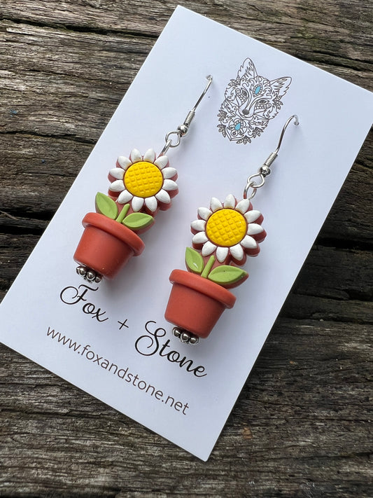 Sunflower in Terracotta Pots Earrings