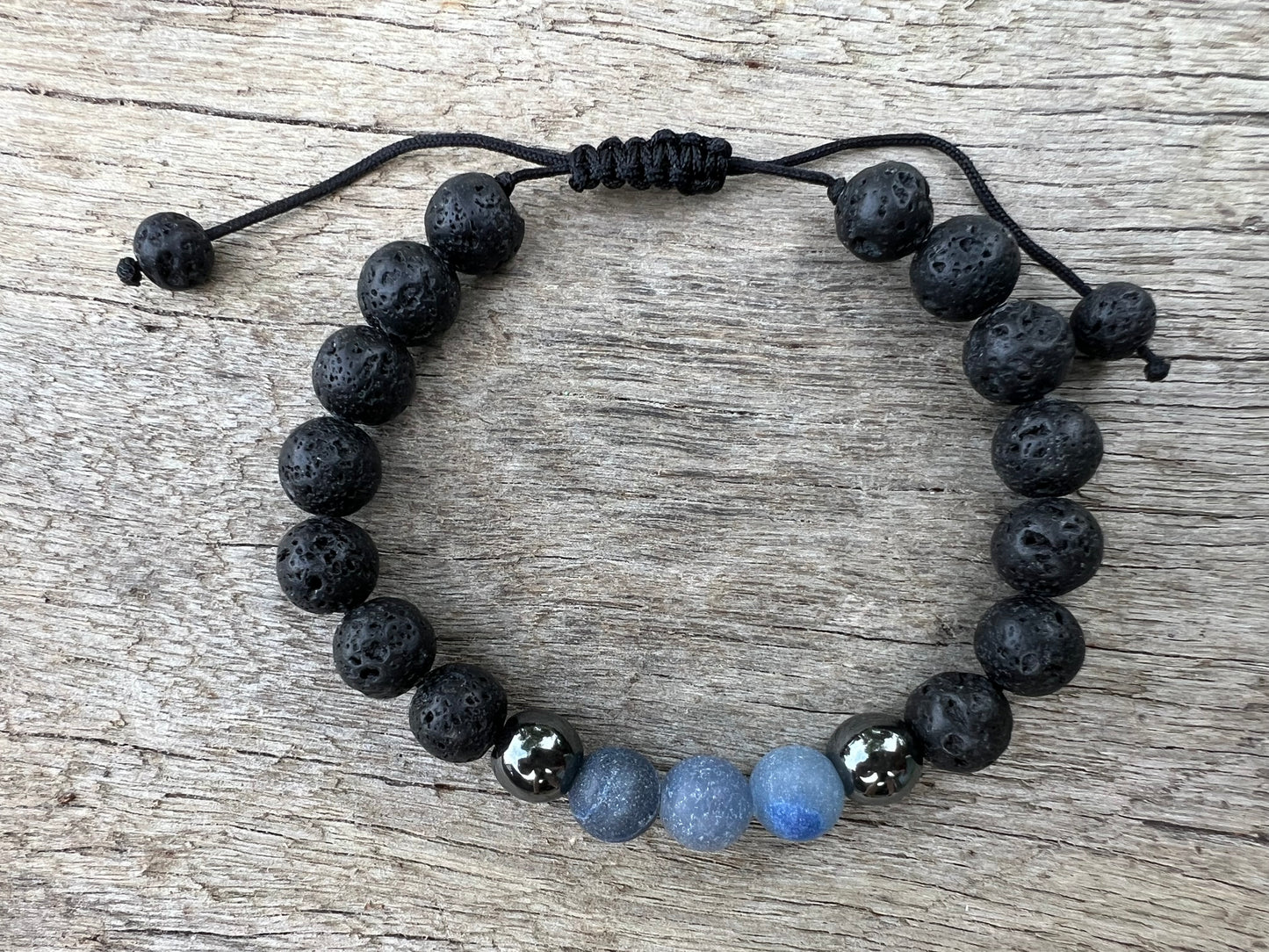 Blue Jasper Lava Hematite Gemstone Bracelet