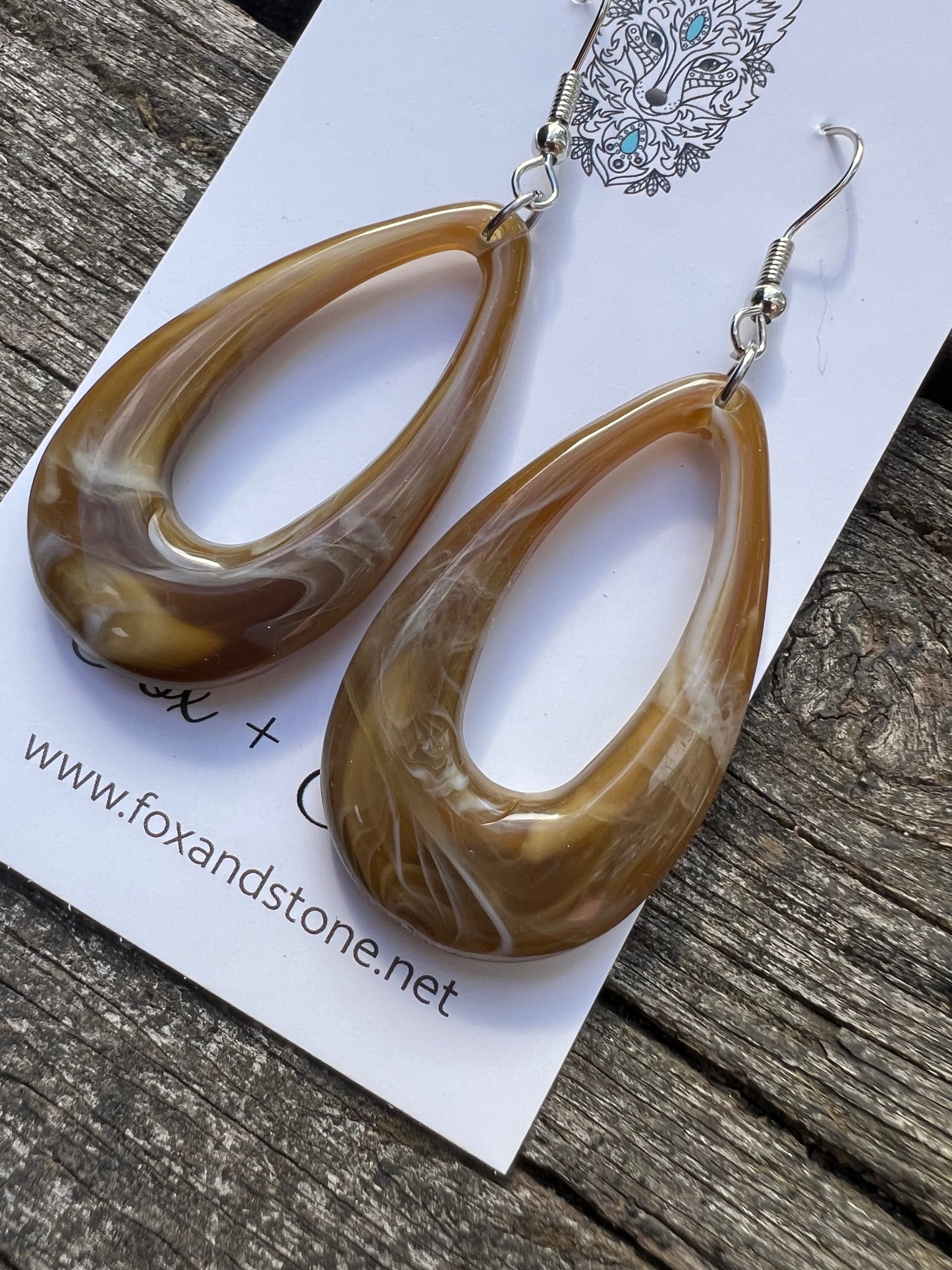Walnut Swirl Oval Teardrop Dangles