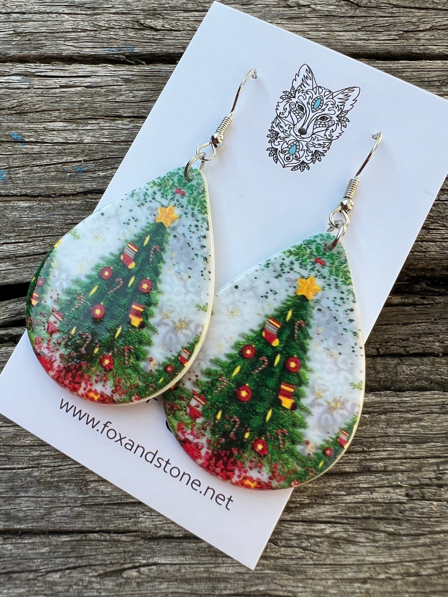Christmas Tree Resin Dangle Earrings