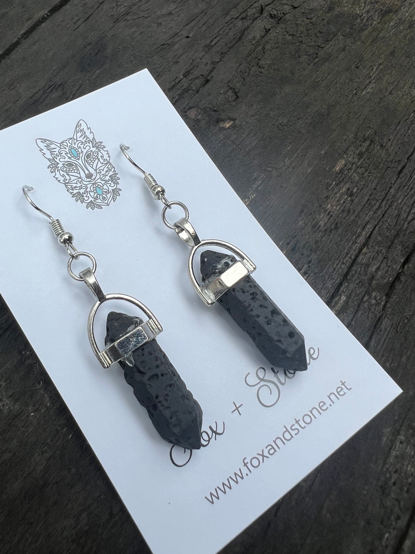 Lava Rock Gemstone Bullet Point Earrings