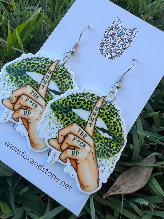 Shut The F#ck Up Lux Lime Earrings