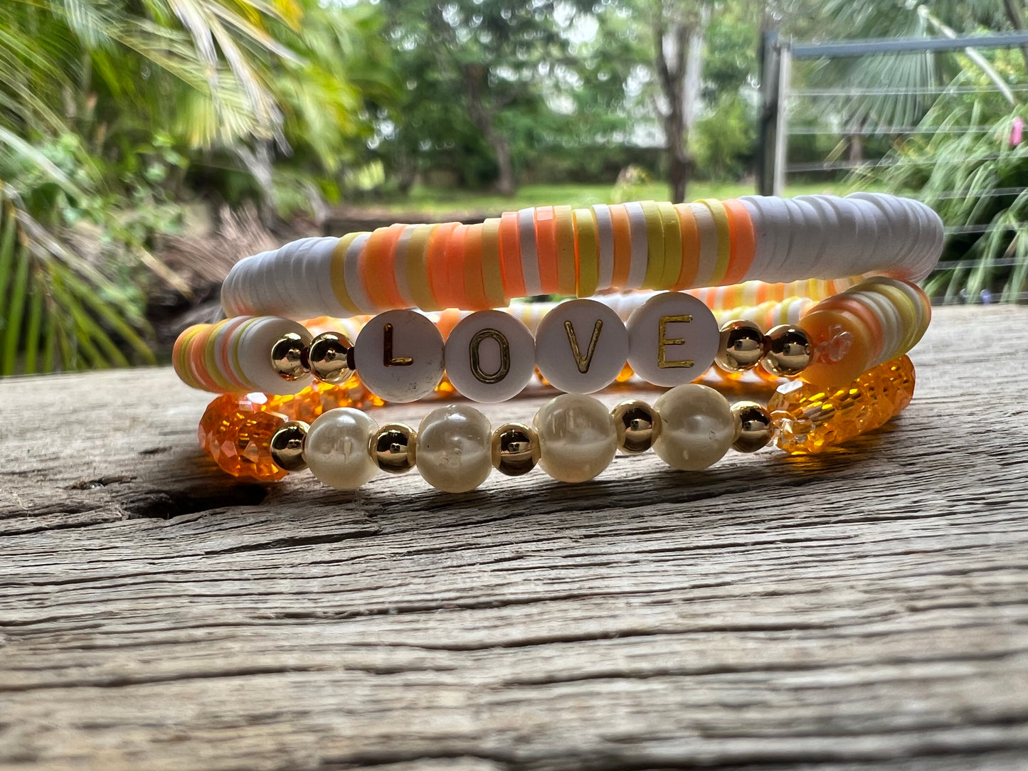 Love Polymer Clay Heishi Bracelet Set
