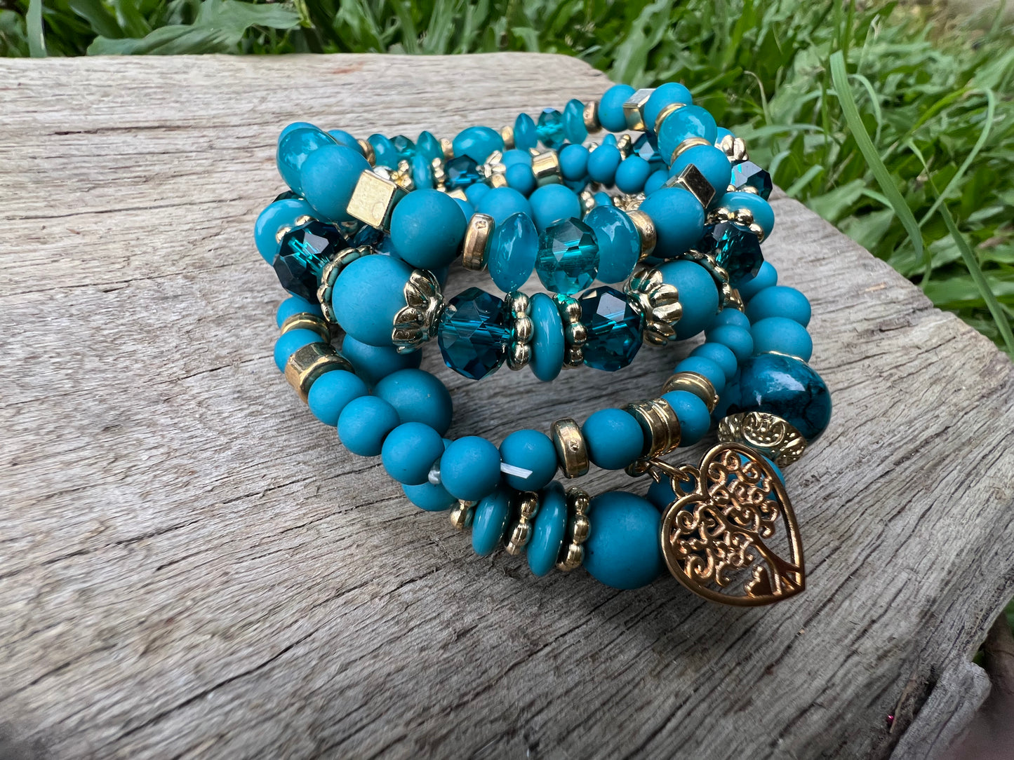 Ocean Vibes Beaded Bracelet Stack