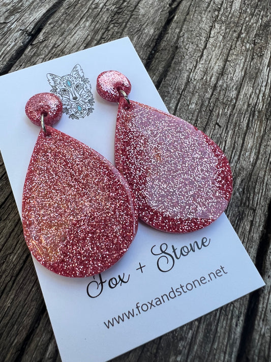Floss Pink Glitter Delights Resin Earrings