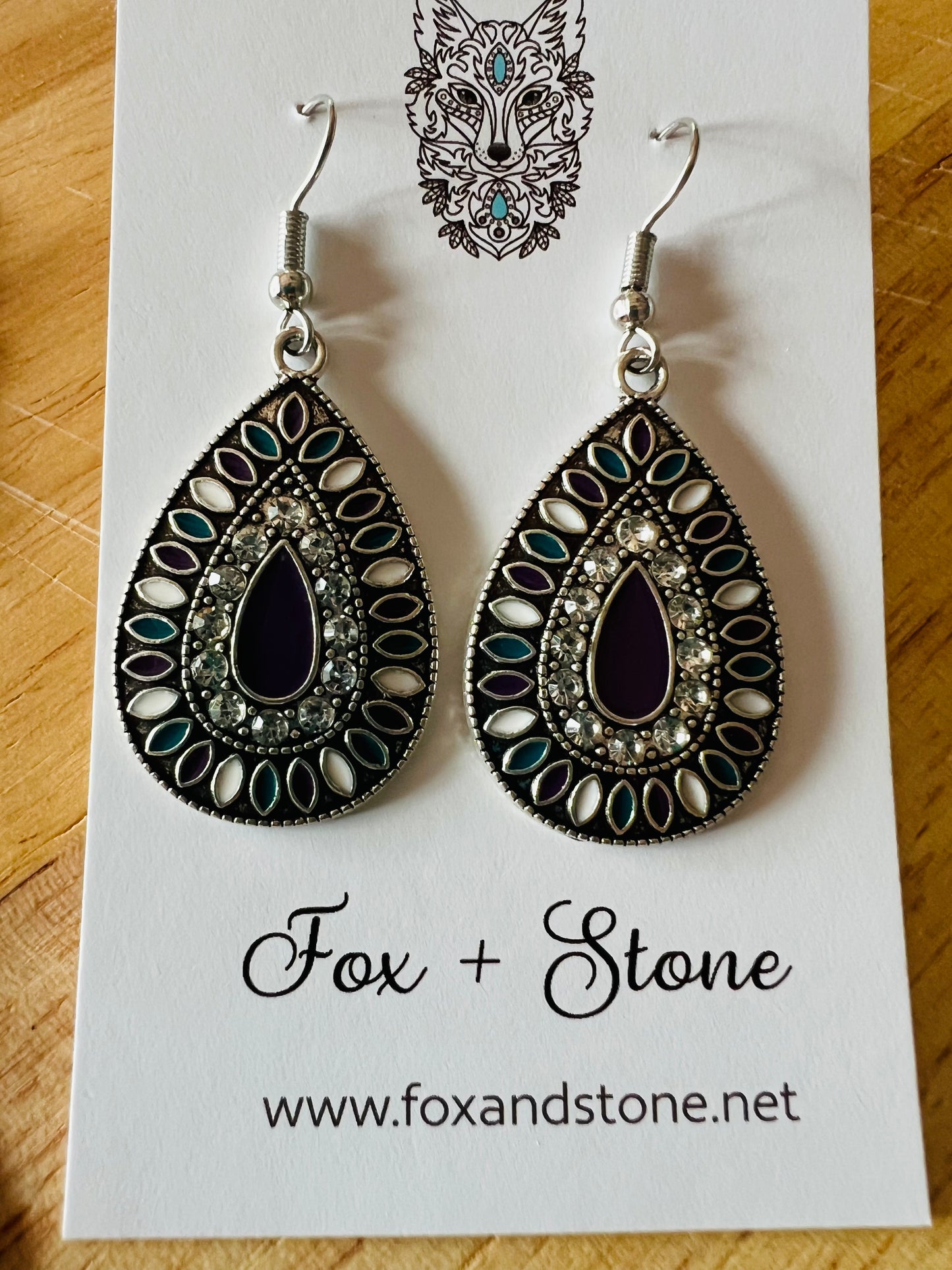 Silver Oval Pendant Earring Set
