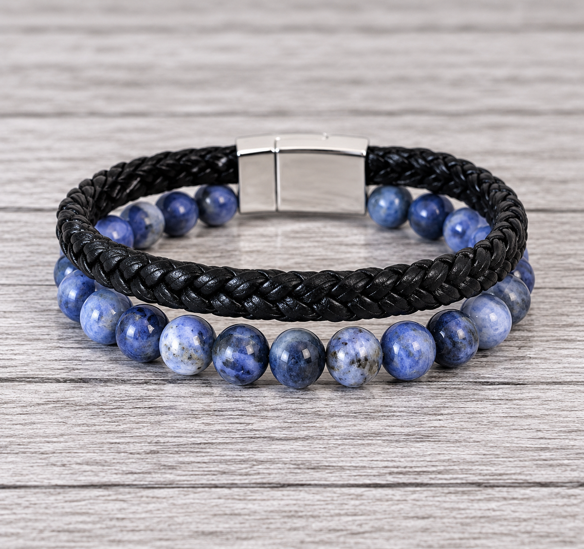 Sodalite Vegan Leather Natural Gemstone Bracelet