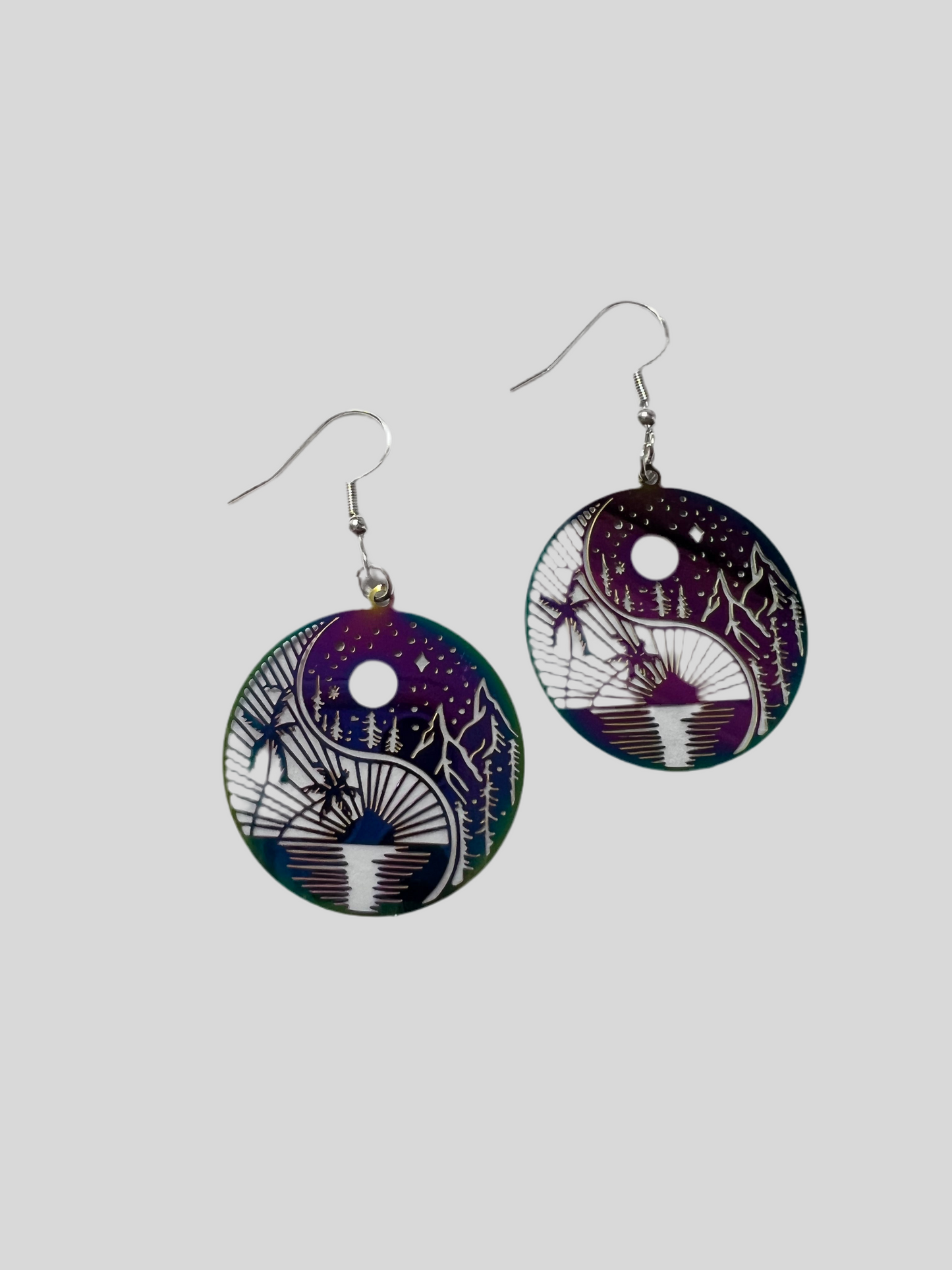 Irridescent Ying Yang Earrings