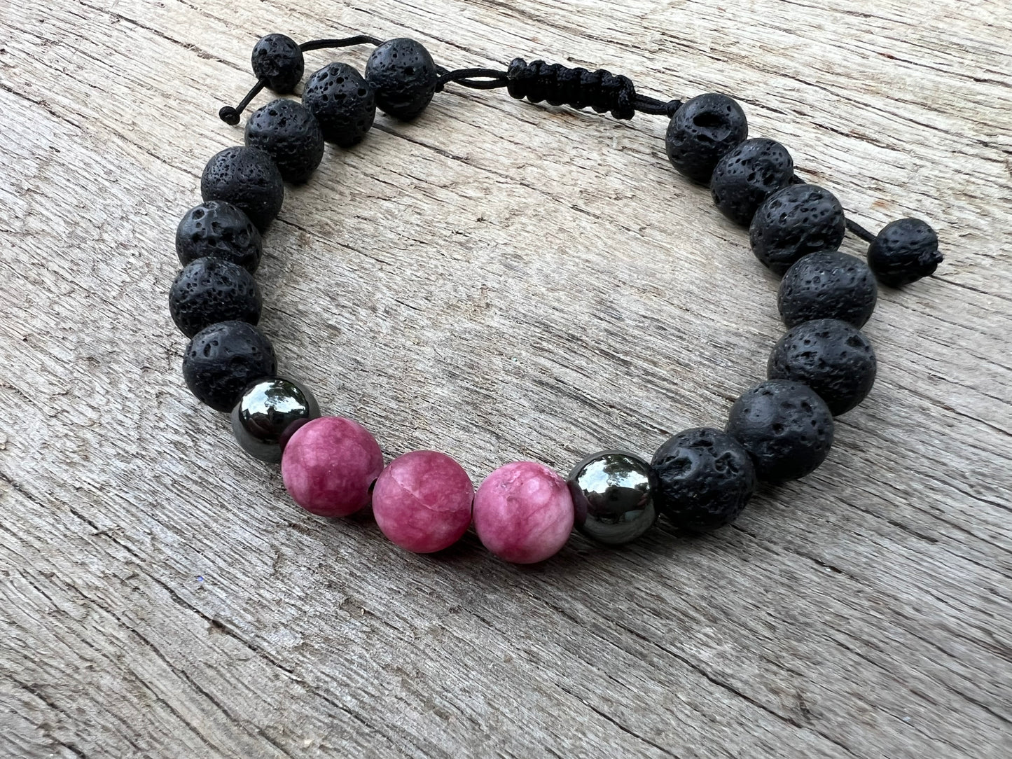 Deep Mulberry Jasper Lava Hematite Gemstone Bracelet