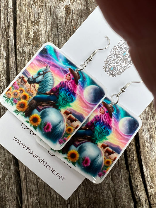 Stunning Cowgirl and Horse Earrings
