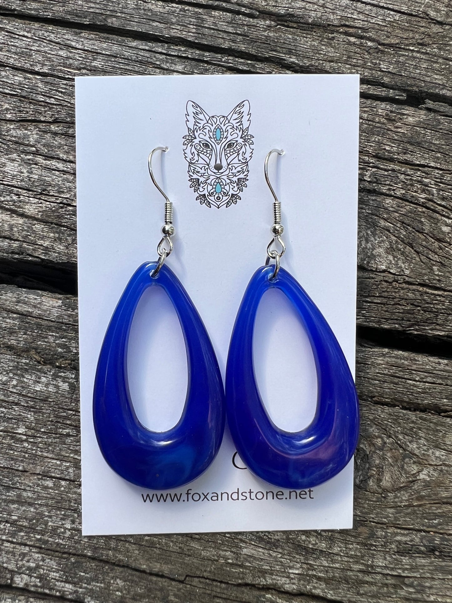 Bright Blue Oval Teardrop Dangles
