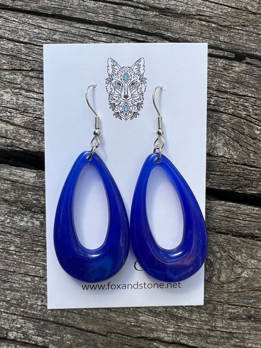 Bright Blue Oval Teardrop Dangles