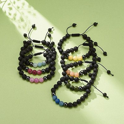 Dyed Jade Lava Hematite Gemstone Bracelet