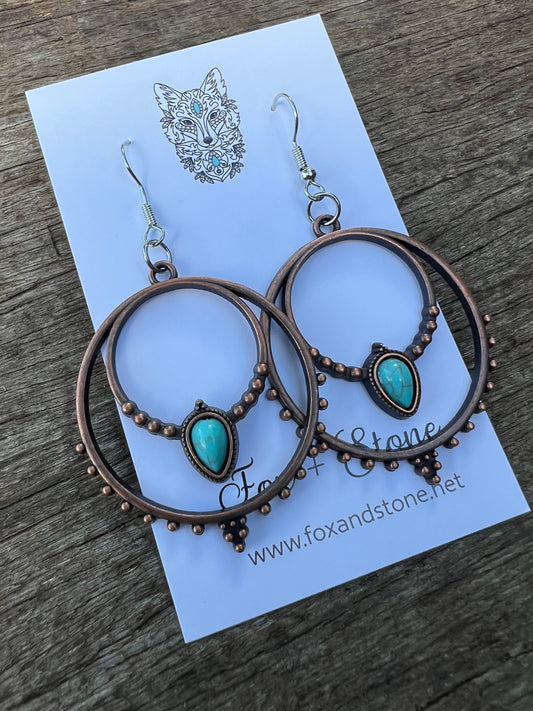 Big Bronze Dyed Turquoise Earrings