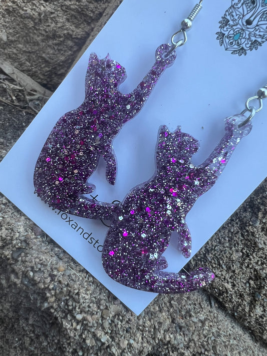 Glitter Cats Four Earrings