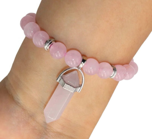 Rose Quartz Gemstone Bullet Bracelet